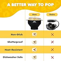 Vista 4 de The Original Mindful Design Collapsible Microwave Popcorn Popper - Silicone Bowl, BPA-Free & Dishwasher Safe (Black)