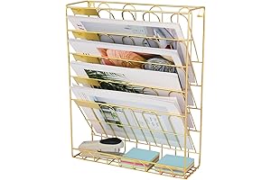 Modern Gold 5-Tier Wall-Mounted Document Letter Tray Storage Organizer