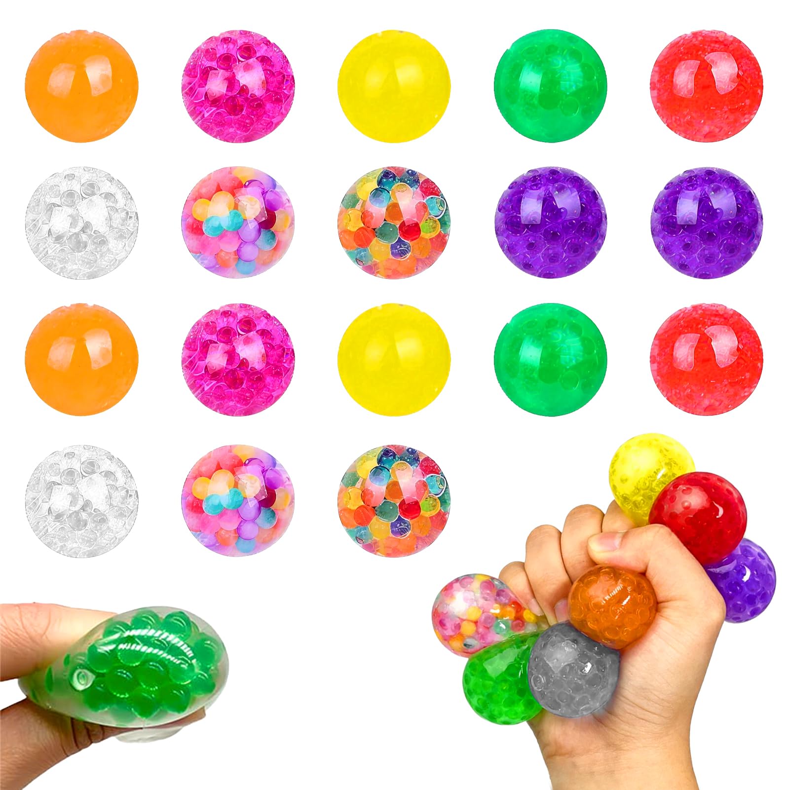 LTBBOID 18Pcs Stress Balls, Party Bag Fillers, Exercise Hand Dexterity, Sensory Squeeze Ball, Fidget Squishy Balls for Anxiety Relief and Easing Stress