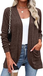 Halife Lightweight Cardigan for Women with Pockets, Open Front, Fall Sweater