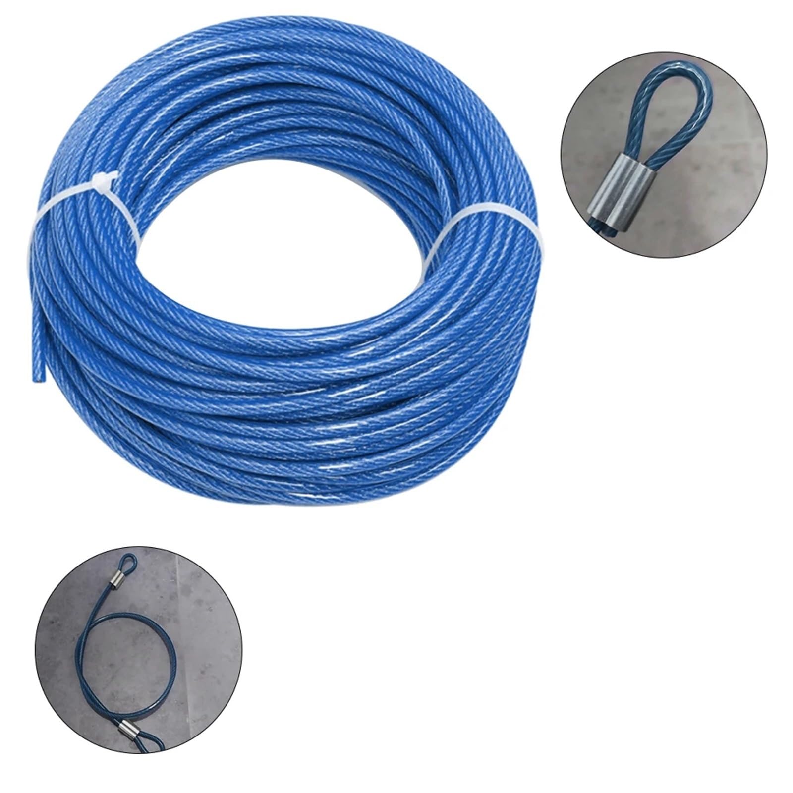 filo d'acciaio, Cavo metallico in acciaio inossidabile, cavo in 304 rivestito in PVC blu 50 m 2-6 mm(4.0mm)
