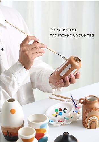 Miniatura 7 de Juego de 12 jarrones de cerámica blanca para flores de hierba de las pampas, jarrones japandi pequeños a granel para centros de mesa, jarrones