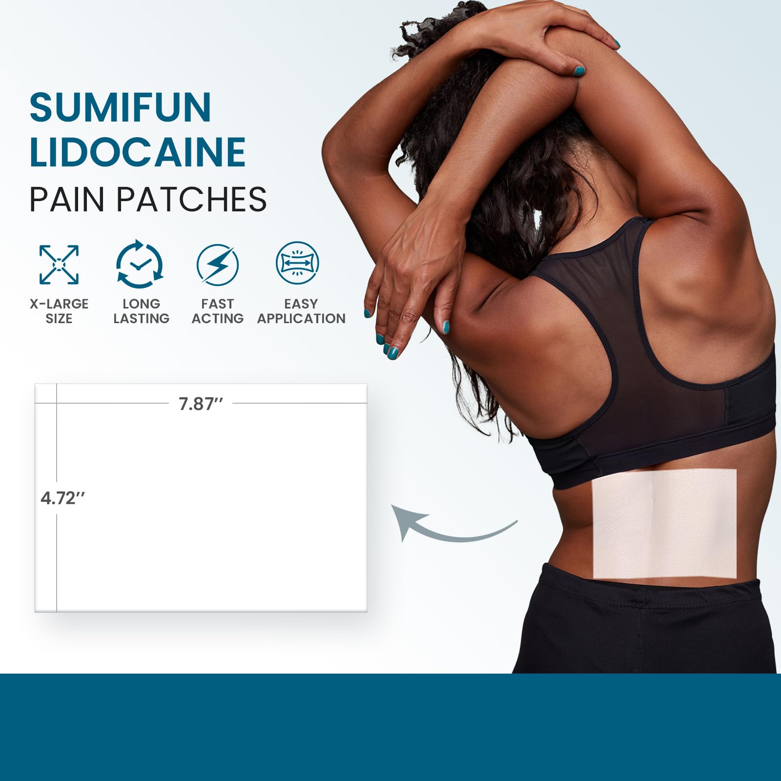 Sumifun Extra Large Lidocaine Patches - 4.72"x7.87", 17 Counts — Amazon image 3