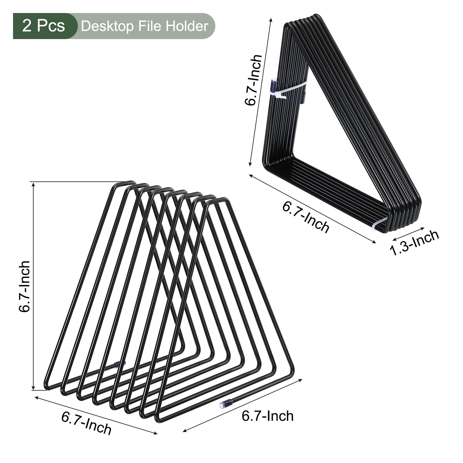 YOKIVE 2 Pcs Desktop File Holder, Triangle Record Magazine Rack Bookshelf, Keep Storing Books - Image 2