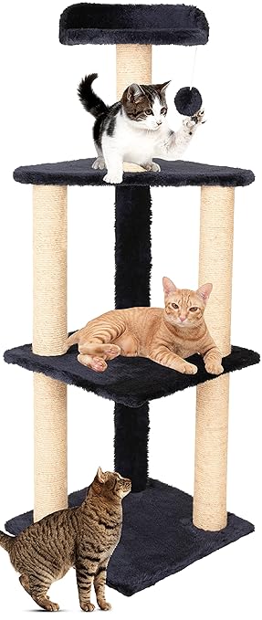 Callas Large Cat Tree Condo with Sisal Scratching Posts, Dangling Balls | Cat Tower Furniture Kitty Activity Centre Kitten Play House (Color-Blue | Height-47 Inch | Code 001 Blue)