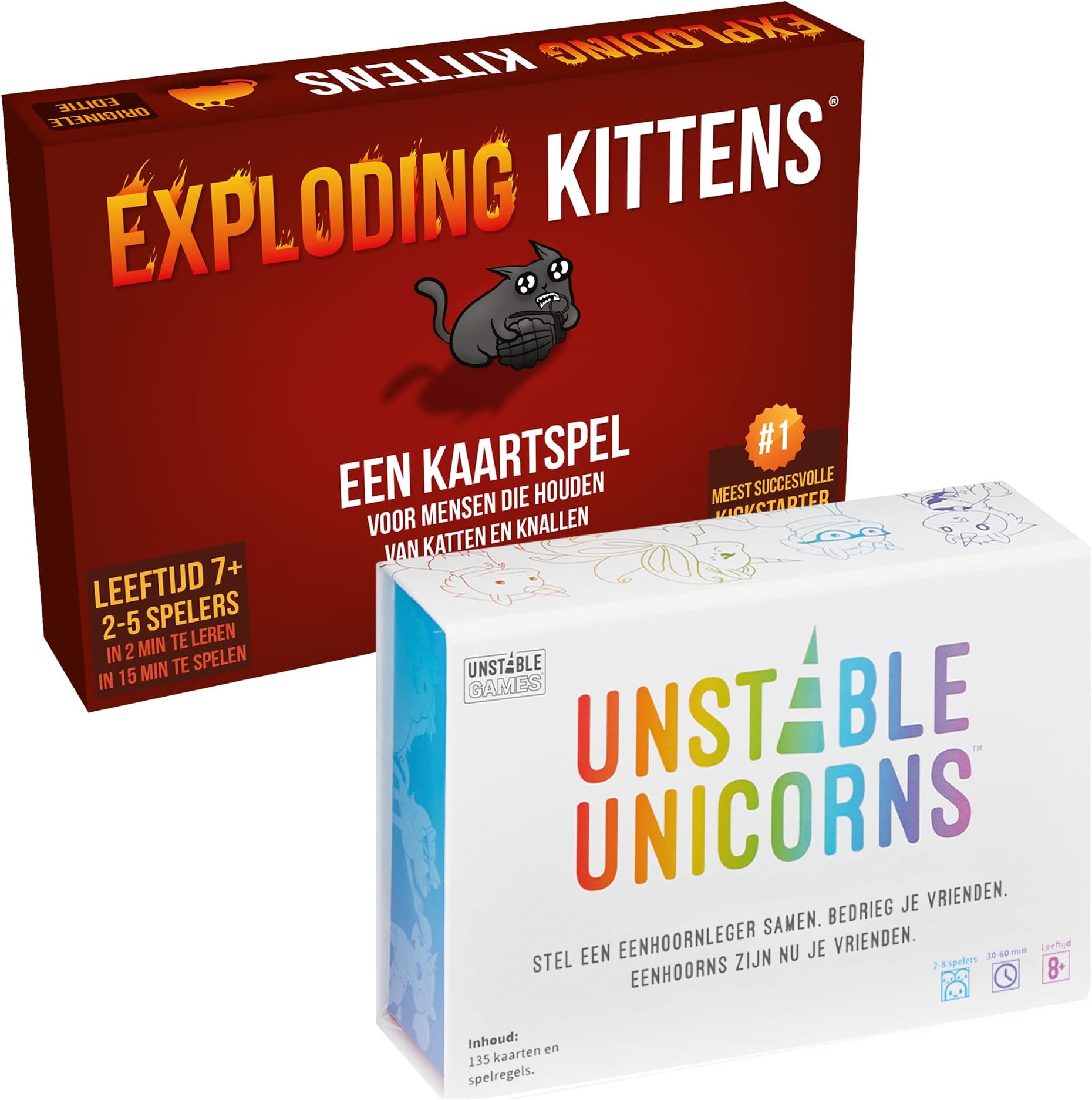 Asmodee Exploding Kittens - TeeTurtle - Exploding Kittens + Unstable Unicorns Bundle - Party Games