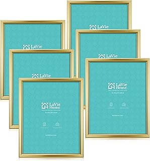 LaVie Home 8x10 Picture Frames (6 Pack, Gold) Simple Designed Photo Frame with High Definition Glass for Wall Mount & Tabl...