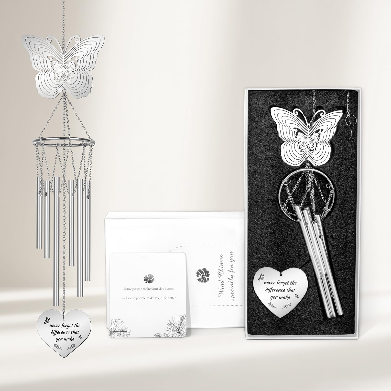 Unique Engraved Thank You Gift for Friend,Manager,Teacher, Neighbor,Family,Boss - Thank You Wind Chime for Window Hanging Decor/Outside - Sympathy