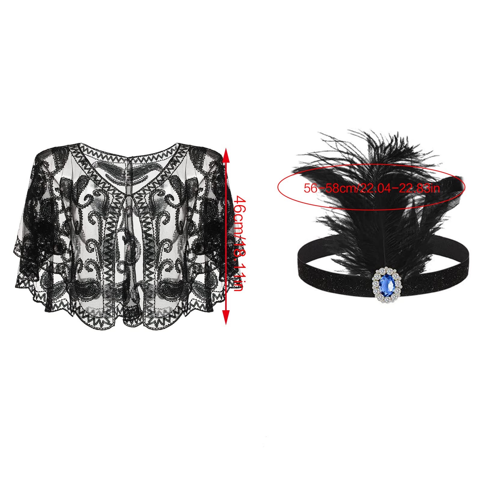 Morain 20er Jahre Flapper Frauen Kostüm Party Stirnband Halskette Zigaretten Halter 1920er Jahre Vintage Cosplay Party Kostüm Zubehör Feder Schal Set Event Schal
