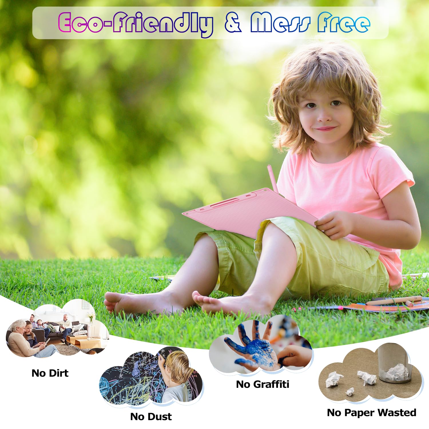 Lavagnetta Cancellabile Bambini 12 Pollici Lavagna Magnetica per Bambini Tavoletta Grafica Bambini Tavoletta Grafica Cancellabile LCD Colorata Regalo per Bambini 2 3 4 5 6 7 8 Anni 2 Pezzi (Blu+ Rosa)