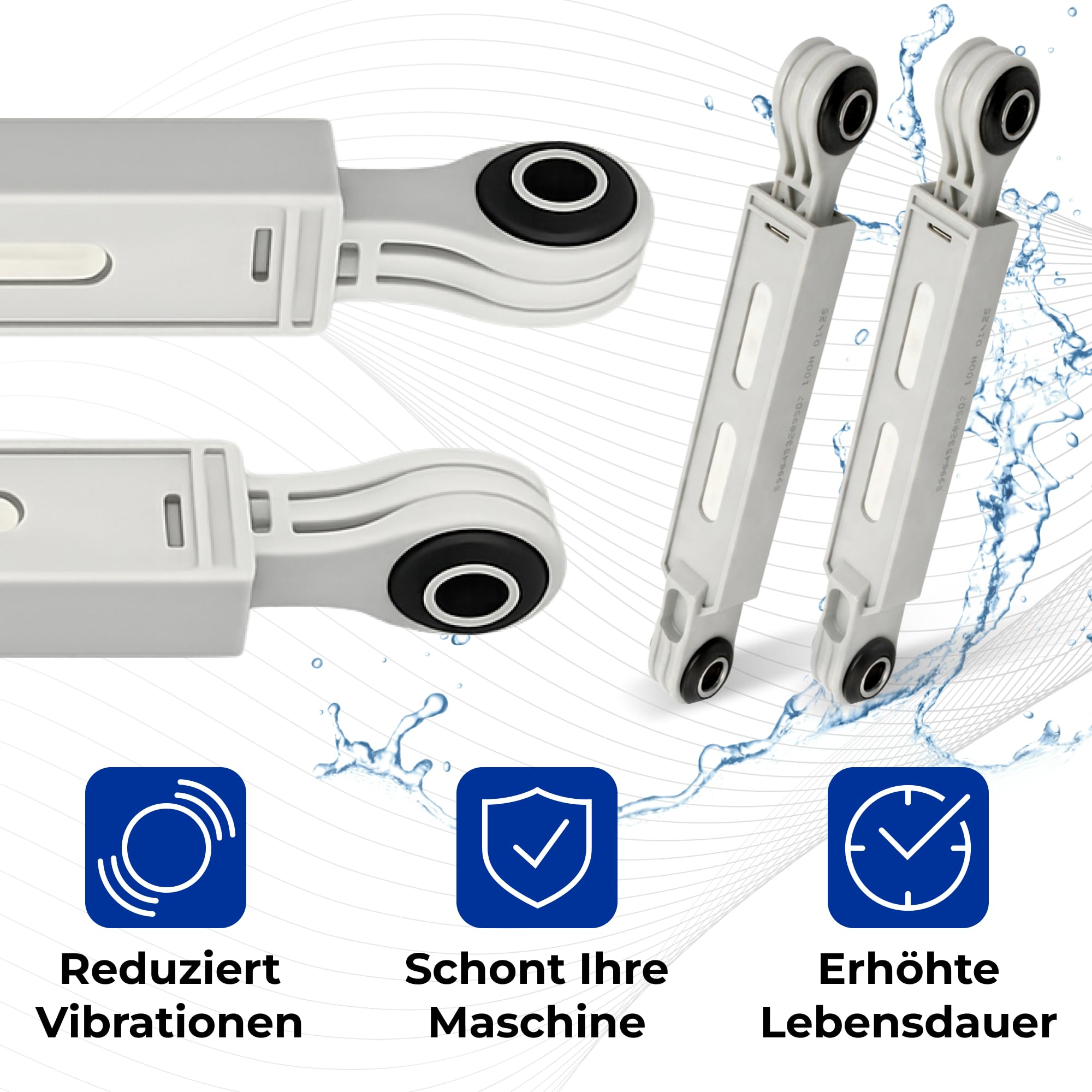 2er-Set Stoßdämpfer Waschmaschine Ø14mm 100N mit Originalcode 4055211207 8996450506309 8996451209606 8996453289507 für AEG für Electrolux 00091219 00107654 für Bosch für Siemens 00650366 für Privileg
