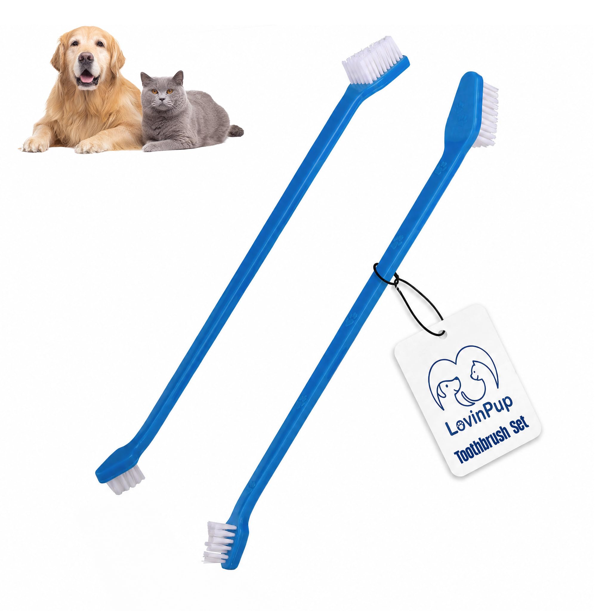 Juego de cepillo de dientes profesional para perros y gatos de doble cara para dientes grandes y pequeños