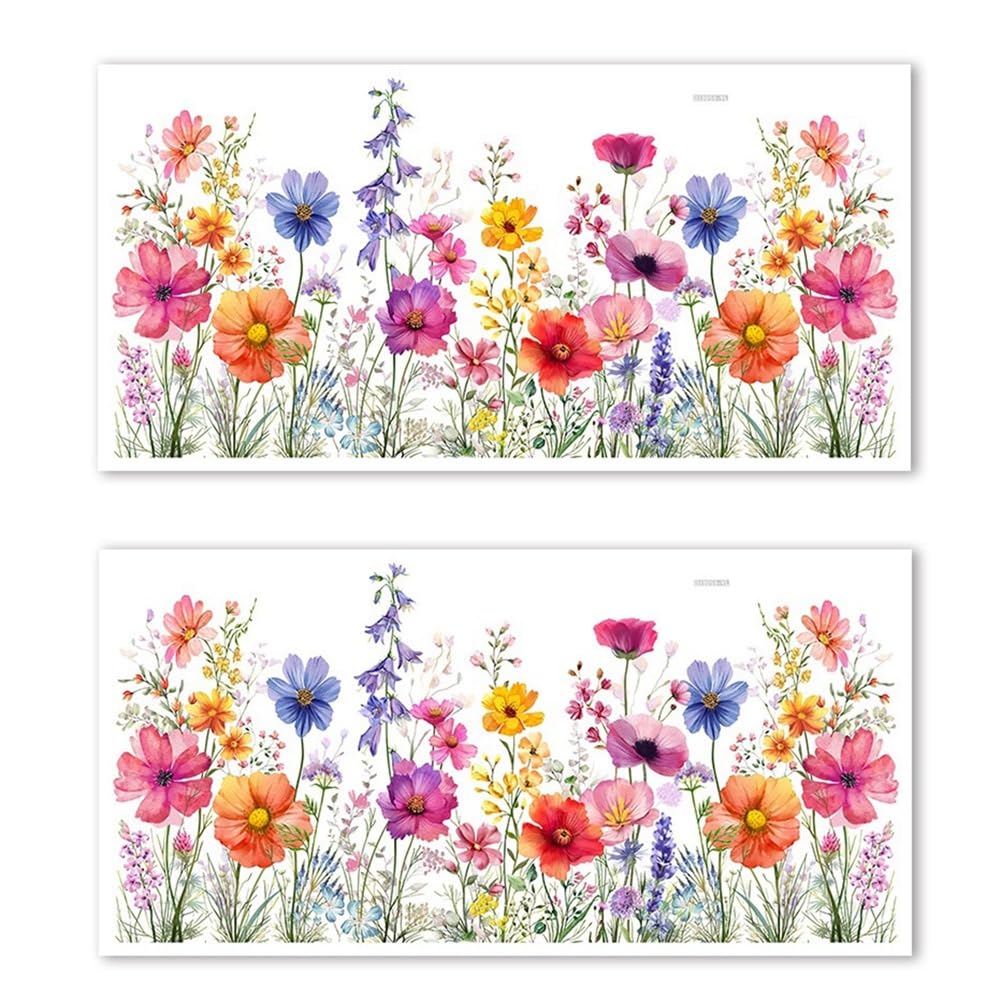 CTRLZS Colorful Flower Bouquet Window Stickers Spring and Summer Decoration Window Decoration Home and Decoration
