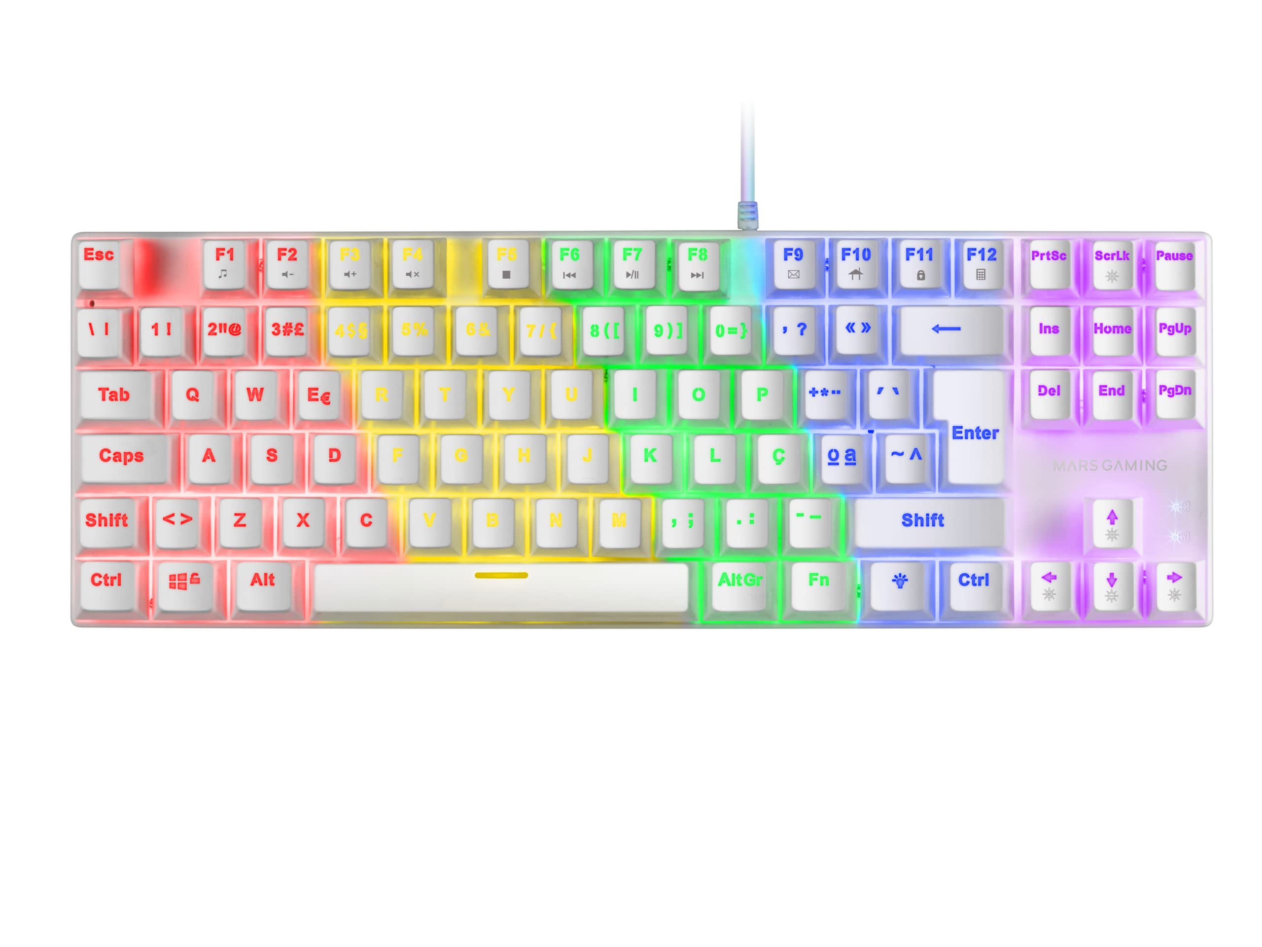 Mars Gaming MK80, Idioma Portugués, Teclado Gaming Mecánico TKL Compacto con Switch Marrón, Iluminación Rainbow RGB, Teclas Doble Inyección, Modo Juego y Anti-Ghosting, Multiplataforma, Negro — view 19