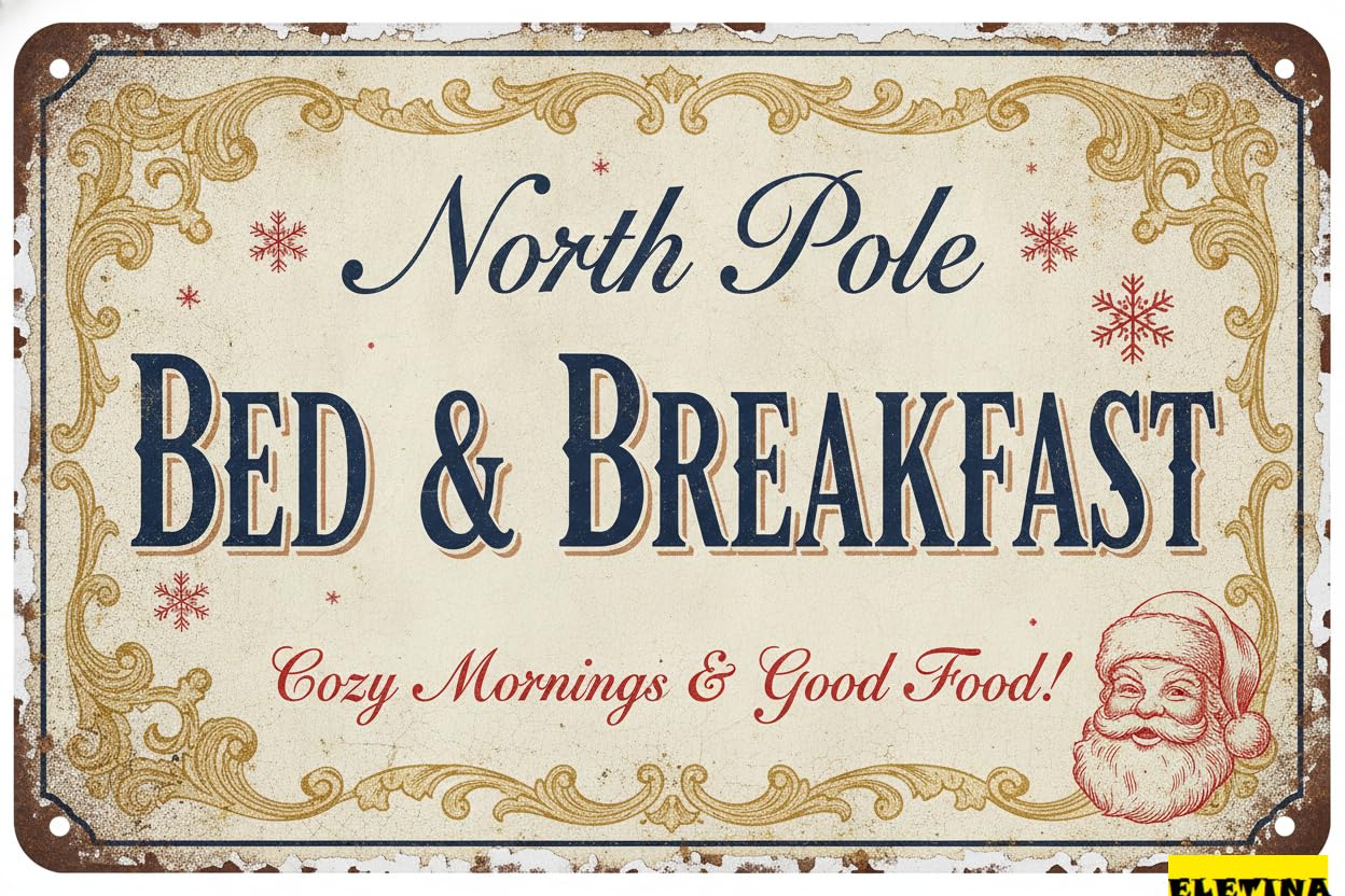 Personalized Sign for Man Cave North Pole Bed And Breakfast - 8x12in Private Property Decorative