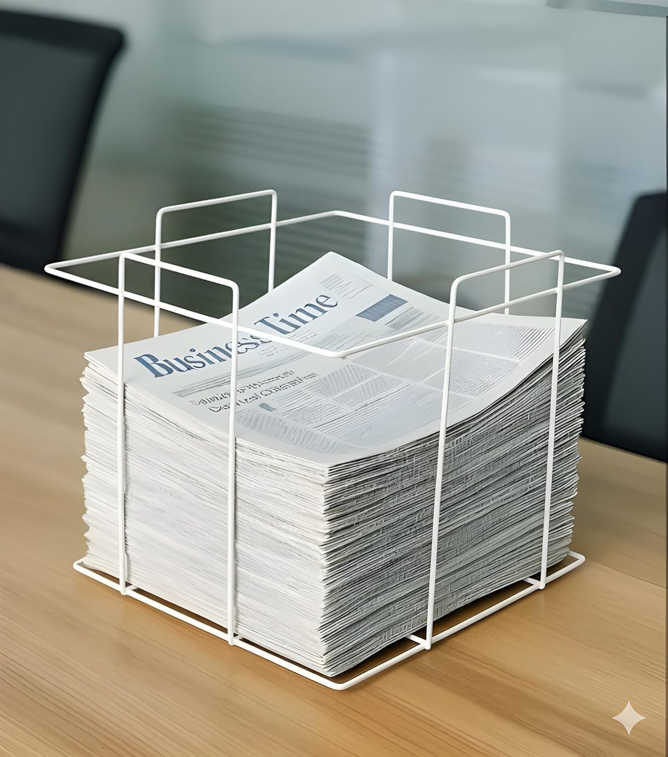 Newspaper Storage Box for Home Iron Wrought Foldable Newspaper Rack Stand, Durable Powder-Coated Organizer for Home Office Library (White)