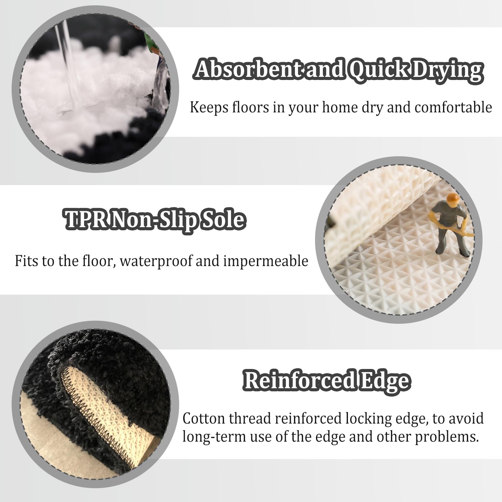 Tappetino Da Bagno Per Bambini Morbido E Lavabile - Design A Pallini Da Biliardo Nero E Bianco, 80cm - Foto 2