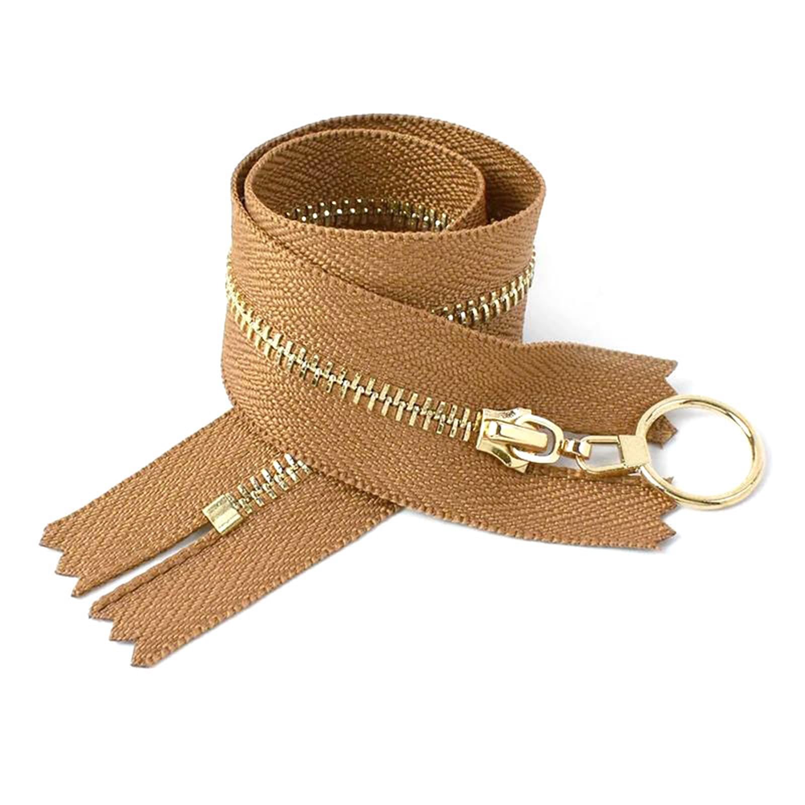 Cremallera, Cremalleras para Coser, Cremallera for Coser 10 Uds 3# Cremallera de Metal Cremalleras de Dientes Dorados Cremalleras con Tirador de Anillo tórico(Beige)
