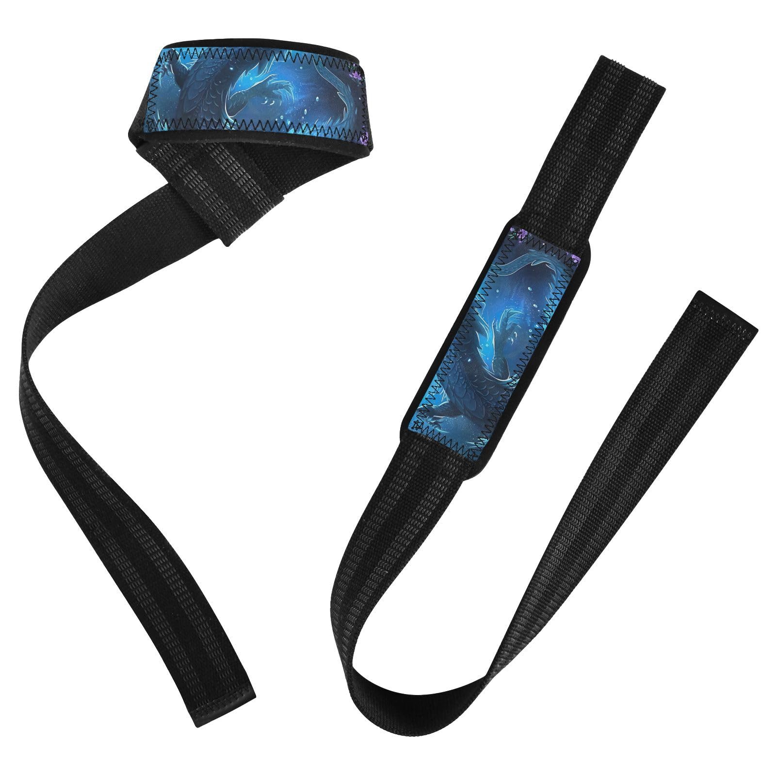 Nander Blue Dragon Wrist Straps for Weightlifting,Lifting Straps with Neoprene Cushioned Wrist Padded and Anti-Skid Silicone for Strength Training,Bodybuilding,Deadlifting