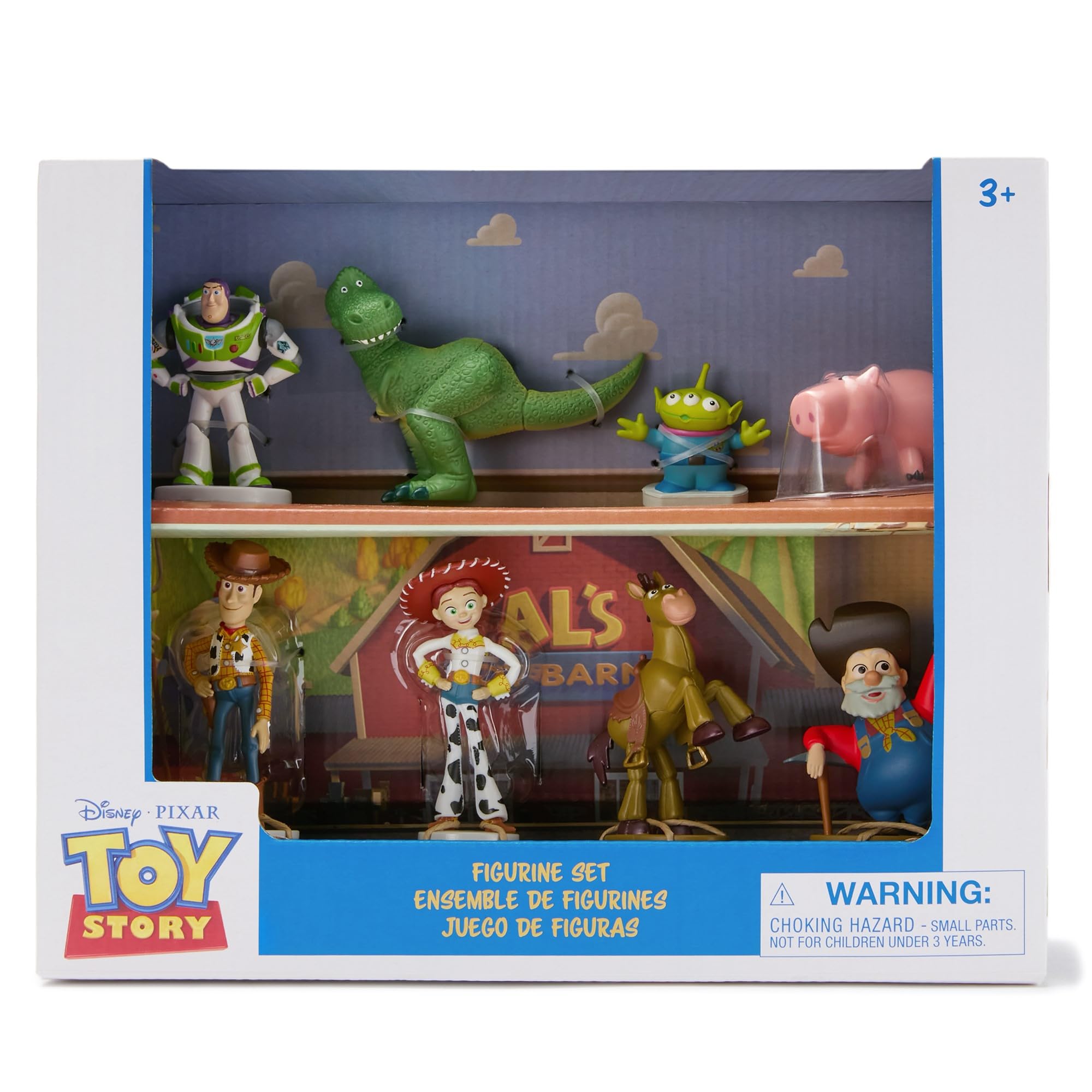 Disney Store Official, Toy Story (Pixar), Set de figuritas, 8 figuritas de Buzz Lightyear, Woody, Jessie, Perdigón, Rex, Jam, alienígena y Oloroso Pete, a Partir de 3 años