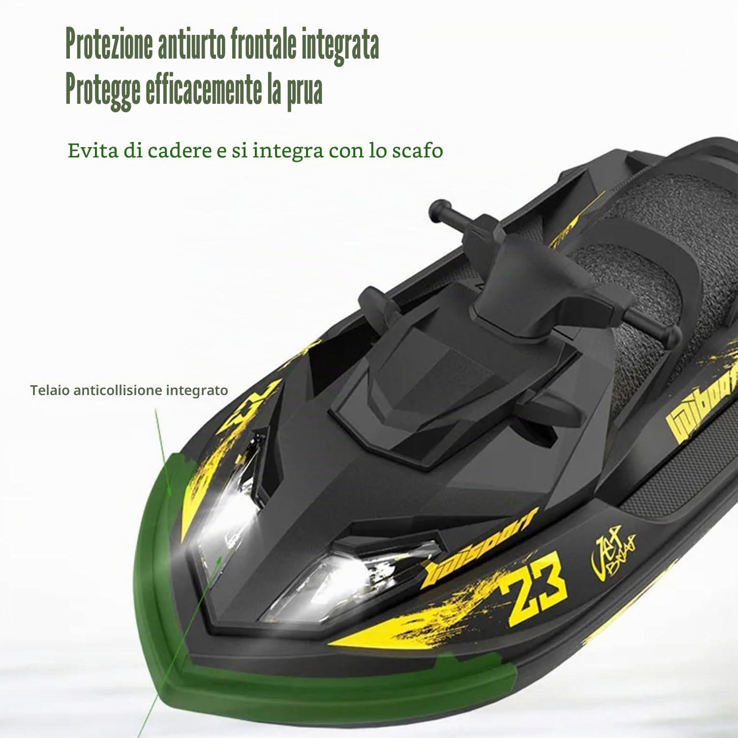 RC Turbo Jet Boat 25+KPH Brushless - 2.4GHz RC Jet Ski Boats for Adult, RC Boat for Pools&Lakes and Rivers with 2 Batteries, LED Light, Low Battery Alarm (giallo)