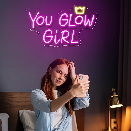 Miniatura 2 de Letreros de neón de You Glow Girl, letreros de neón LED para decoración de pared, letrero de neón alimentado por USB para compromiso de boda,