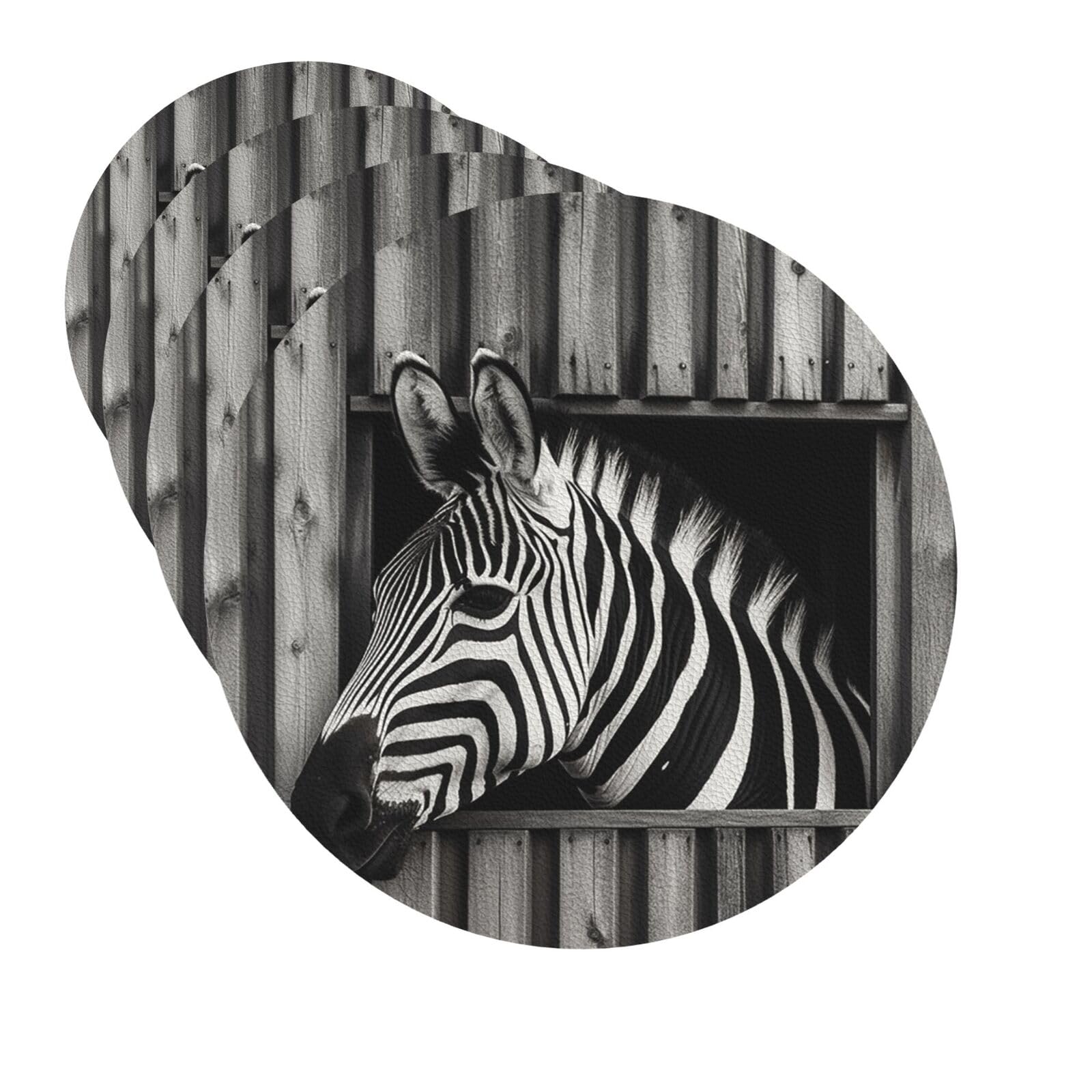 Drink Coasters Set of 4 Quick-Dry Leather Coaster Zebra Pokes Its Head Out Coasters for Drinks Coffee Cup Mat Tabletop Protection Heat Resistant Coaster for Kitchen Bar Office Home Decor