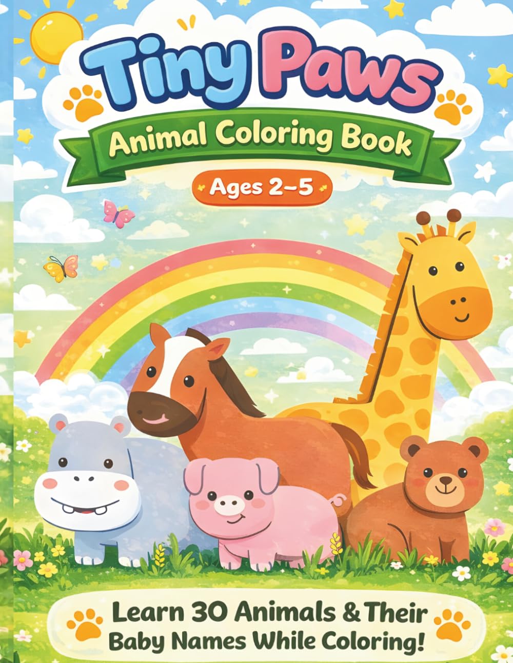 Tiny Paws Animal Coloring Book: Learn Baby Animal Names While Coloring – Perfect for Toddlers & Preschoolers Ages 2–5