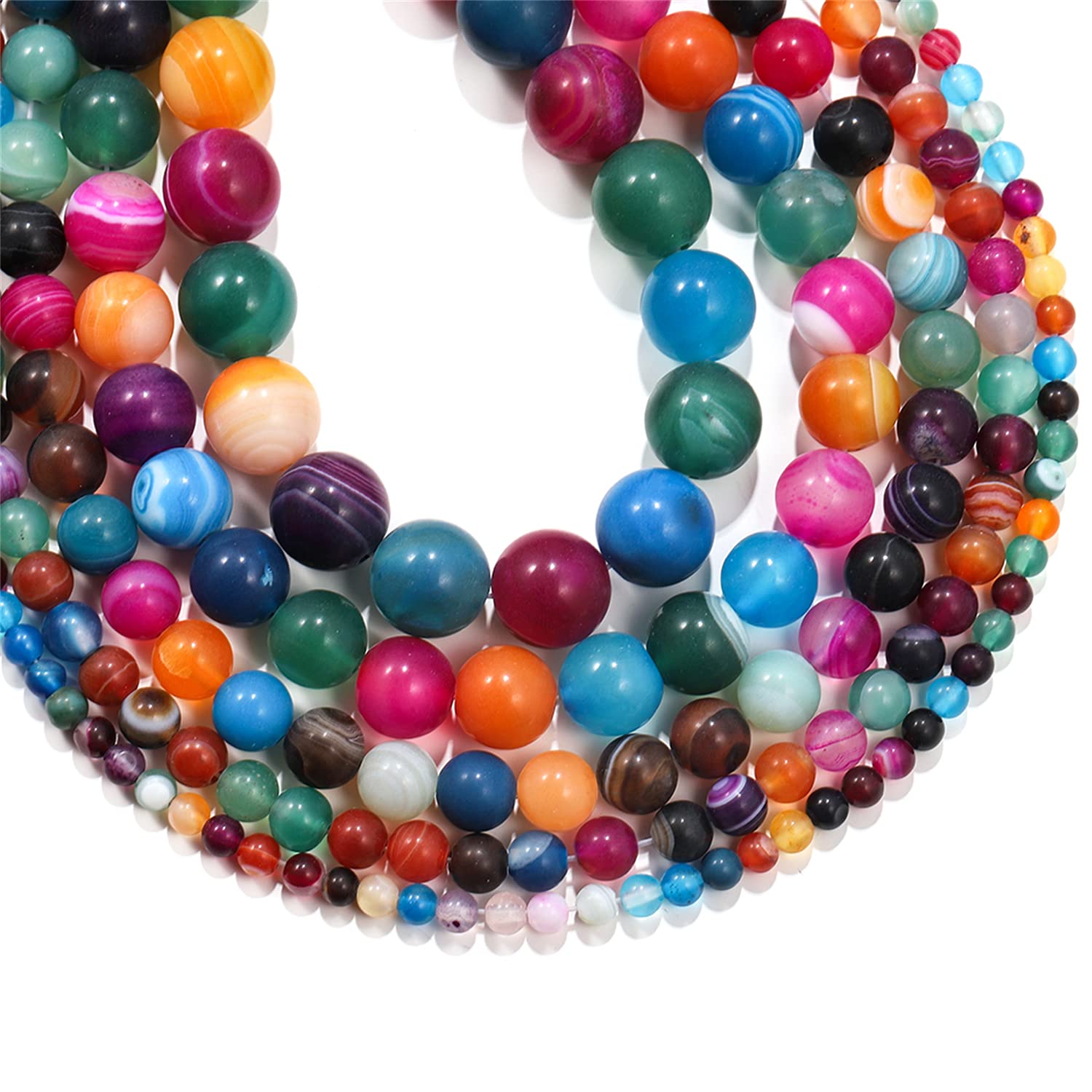 Mixed Color Agate Gemstone Beads – 6mm Round, 35cm Strand For DIY Jewelry Making