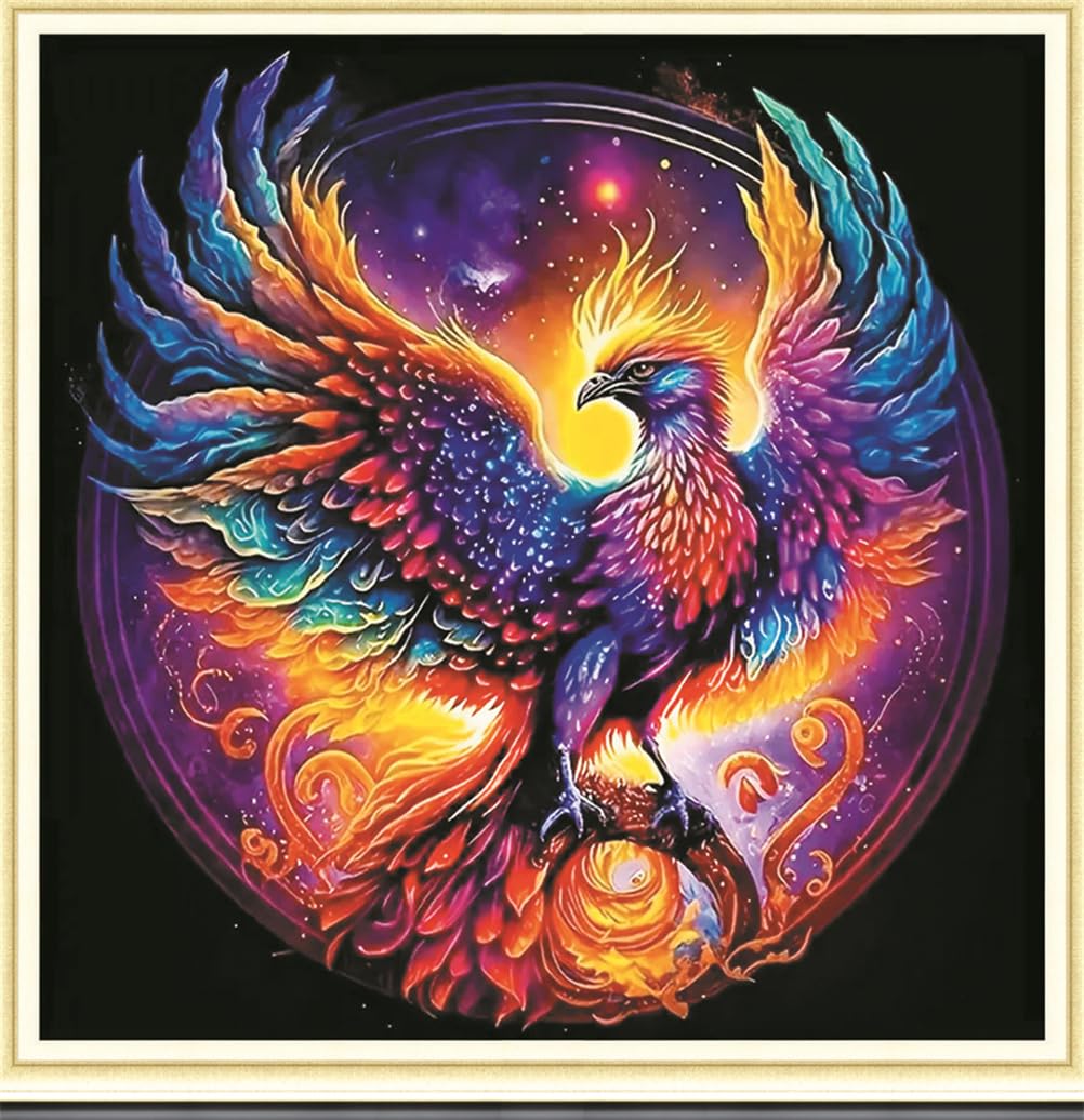 Meecaa Cross Stitch Kits 11 Count Stamped, Bird Phoenix Animal Embroidery Kit with Accessories Pre Printed (36CMx36CM) (Bird 8)