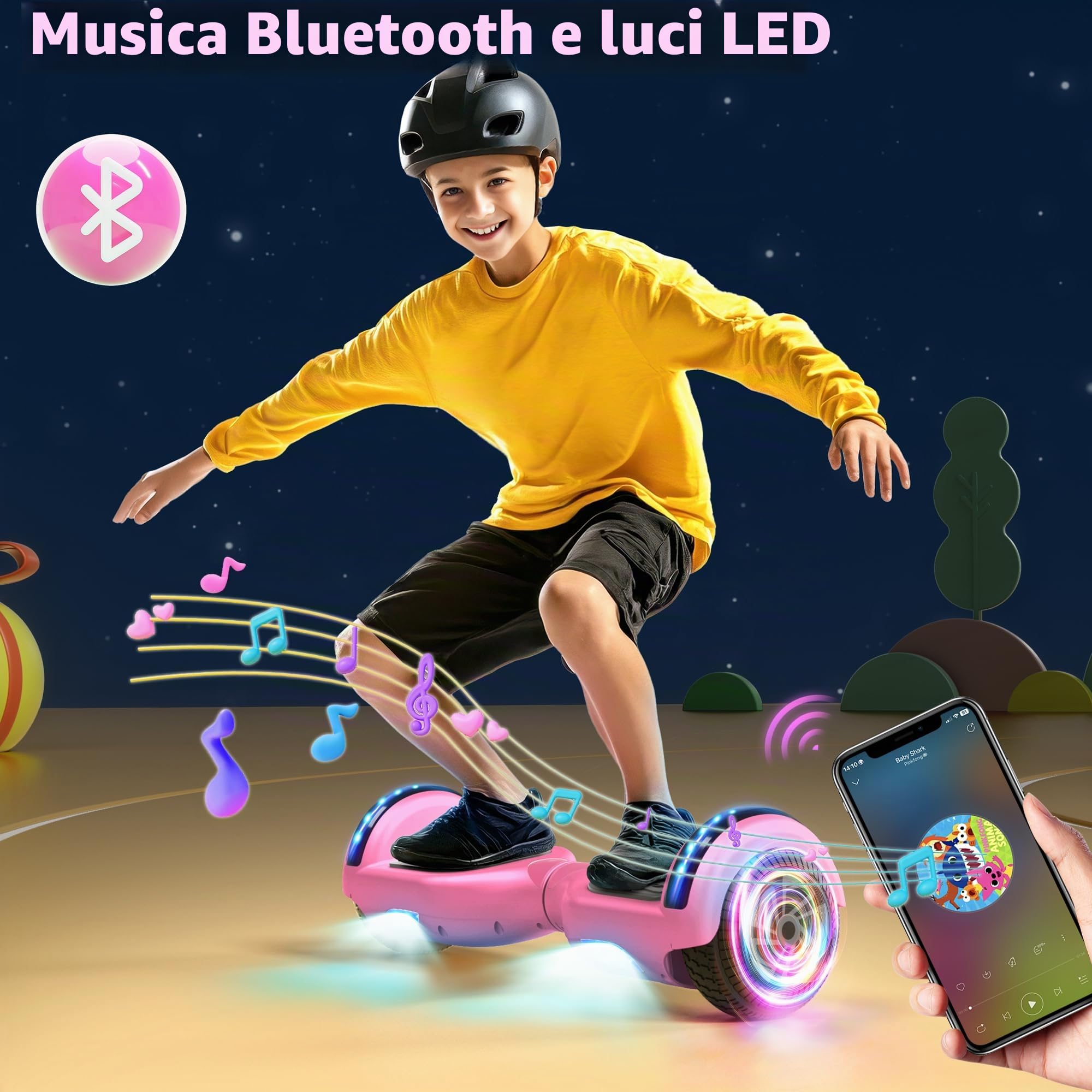 SISIGAD Hoverboard, Self Balancing Electric Gyropod 6.5 Inch Hoverboard Hover Scooter Board with Bluetooth Music, LED Lights for Kids