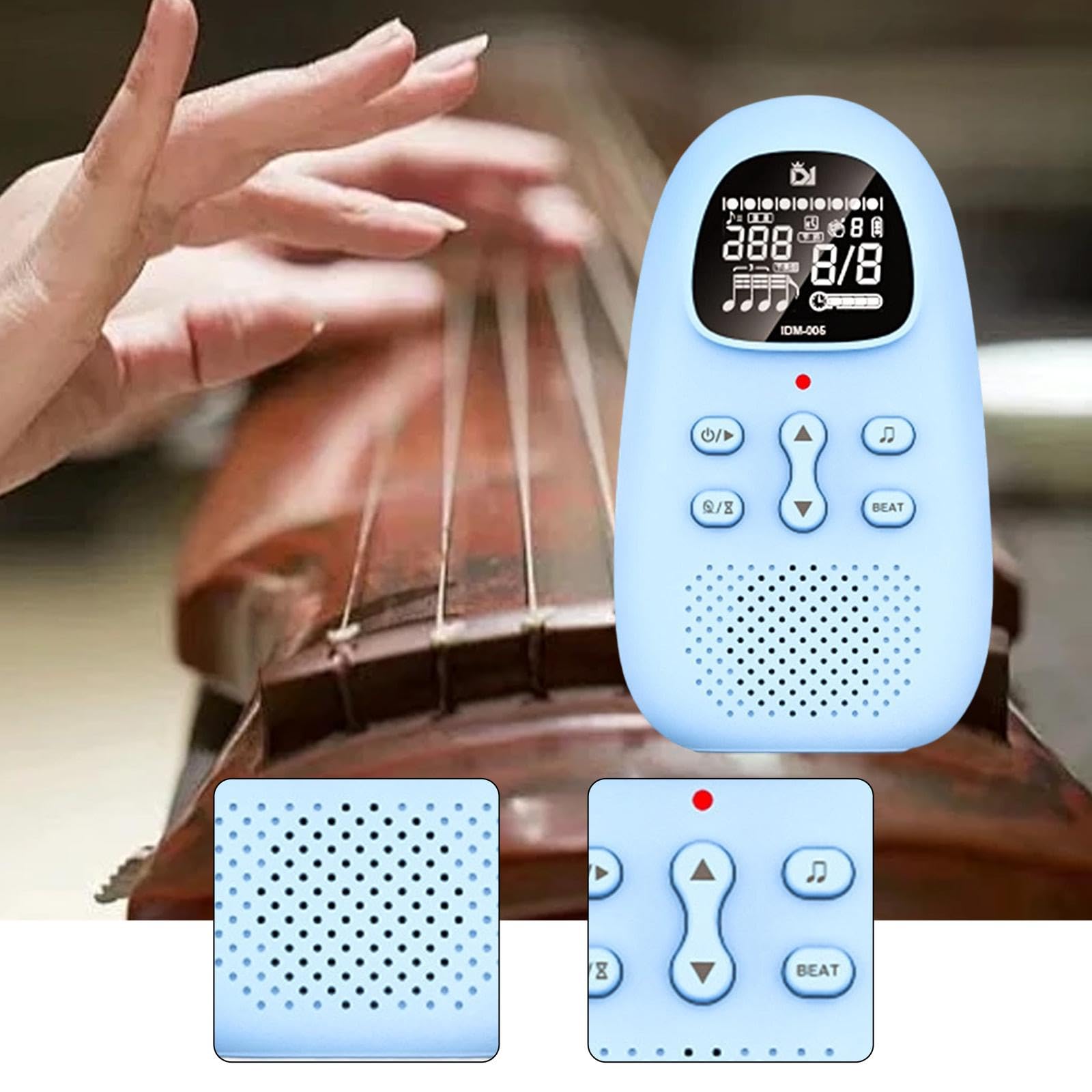 Métronome électronique Mini Métronome Numérique Générateur de Rythme Portable Multifonctionnel avec Guidage Vocal et Réglage Piano Guitare, Bleu