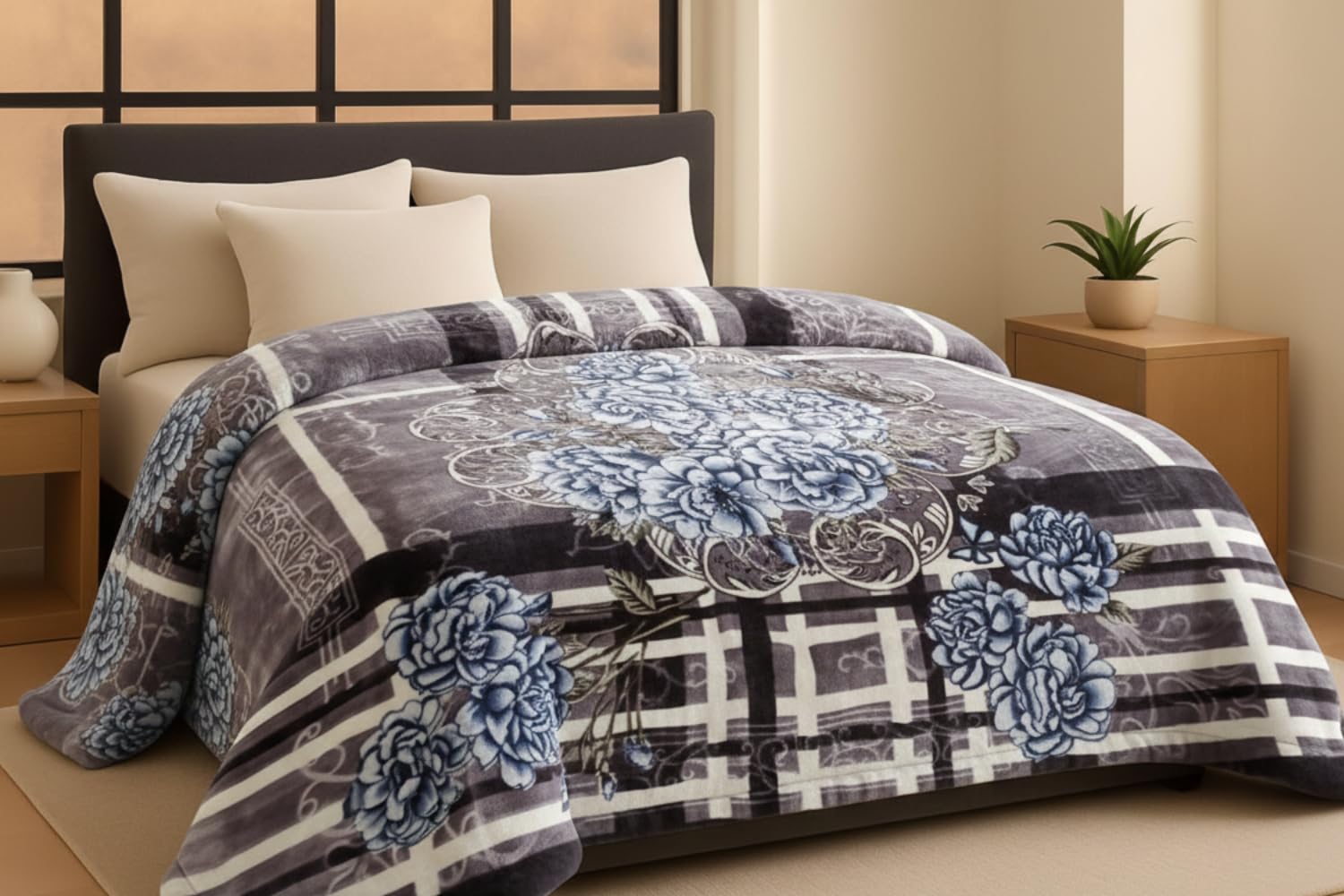 Heavy Reversible Blanket for Winter (Weight-6.6kg), Ultra Soft & Cozy Double, Skin Friendly, Warm & Breathable Blanket for Home Use, Heavy Winter Quilt, (Maroon, King Size-204x229cm)-image-28
