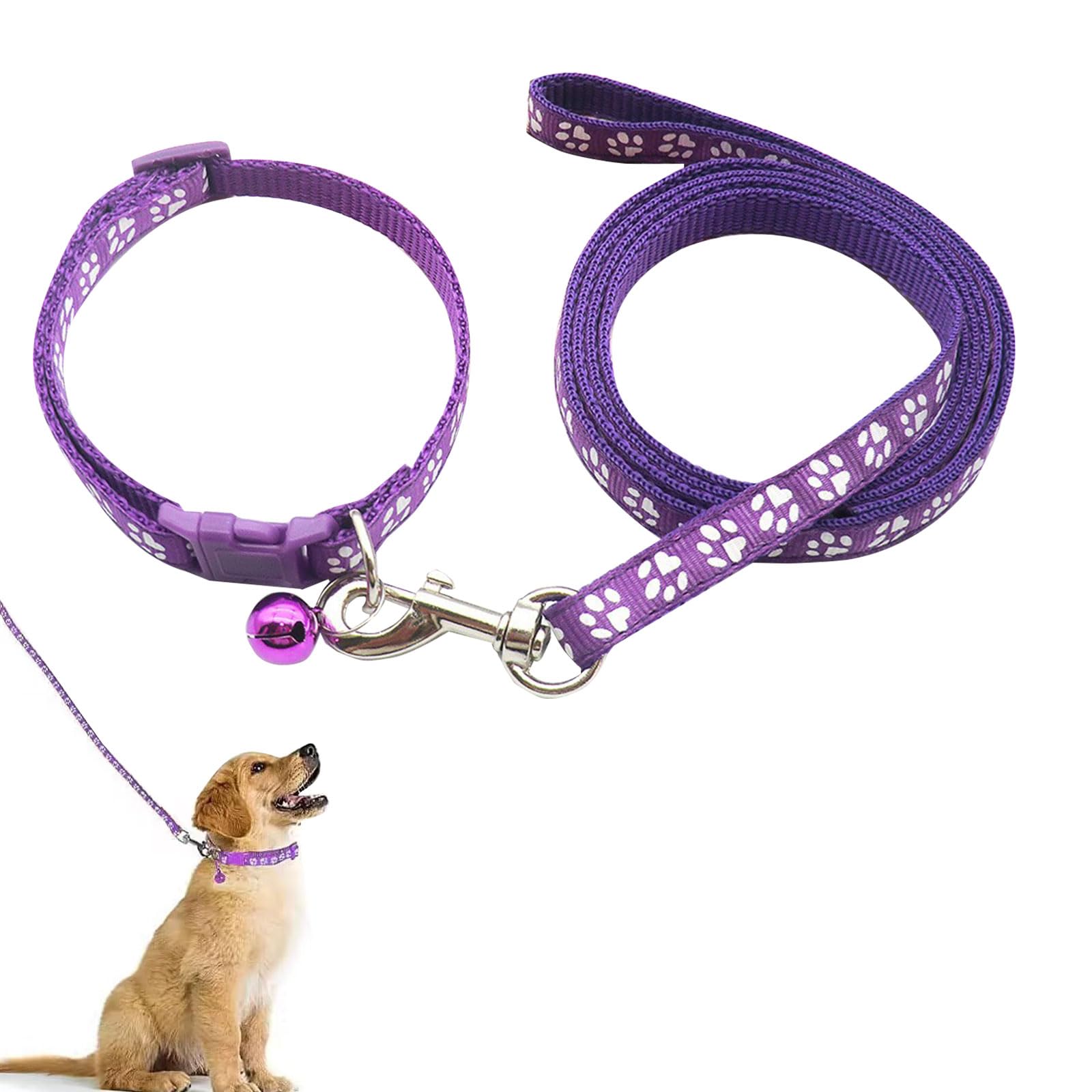 Collar Perro, Correa Perro, Collares de Perro de Nailon Ajustables Transpirables, Collar para Perros, Collar Perro Pequeño, Collar De Perro Acolchado De Cuero, Correa para Perros, Morado