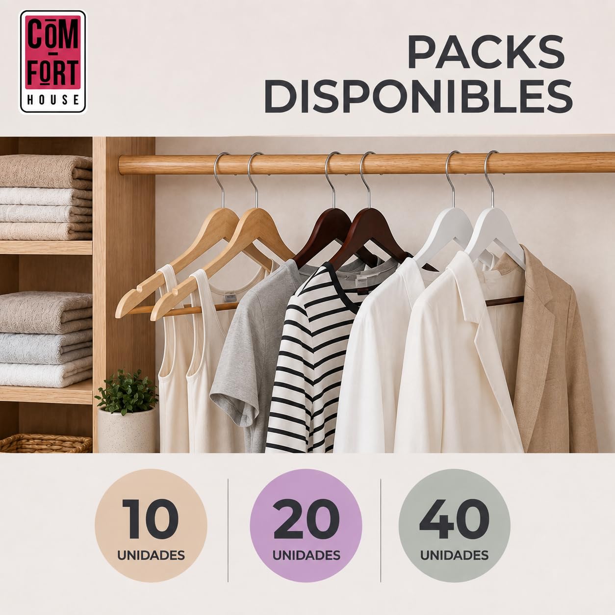 COM-FORT HOUSE Packung mit 20 rutschfesten Holzbügeln | Mahagonifarben | feines und elegantes Design | Massivholz | idealer Kleiderbügel für Anzüge | drehbarer Edelstahlhaken