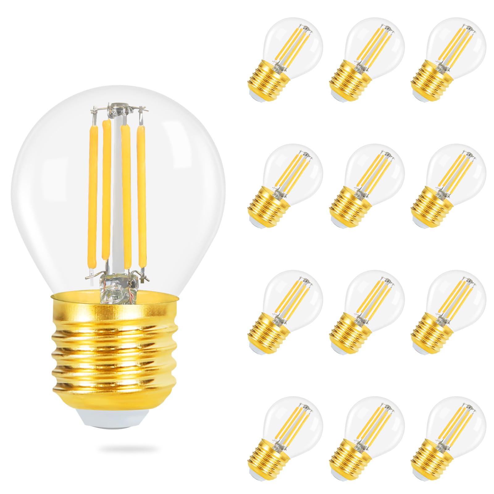 GBLY LED Glühbirne E27 Lampe: 12 stück Vintage Edison Glühlampe Warmweiß Retro Birne G45 2700K Bulbs 4W Filament Leuchtmittel Hochwertiges Glas Energiesparlampe für Hotel Café Haus Bar