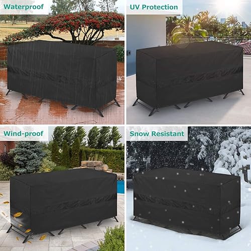 Miniatura 7 de SunPatio Bistro - Juego de funda impermeable, para patio al aire libre, juego de muebles de 3 piezas con ventilación de aire, resistente a los rayos