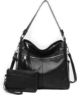 Bolso Bandolera Mujer Grande PU Cuero Bolsos de Mujer Hobo Shopper Bolsos Tote Monedero Carteras 2pcs Set para Trabajo, Casual, Fiesta