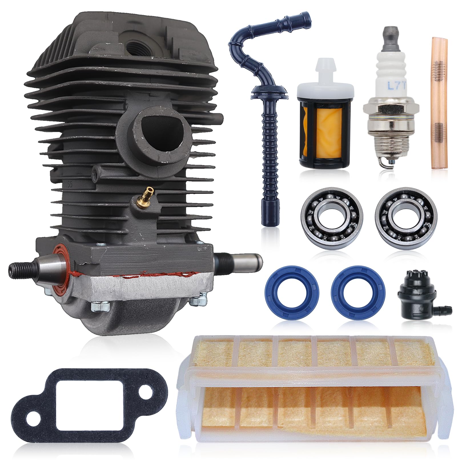 Adefol Kit de cilindro de 42,5 mm para motosierras Stihl MS250 MS230 023 025, cilindro con línea de combustible, filtro de combustible, sello de aceite, filtro de aire, repuesto OEM 1123 020 1209