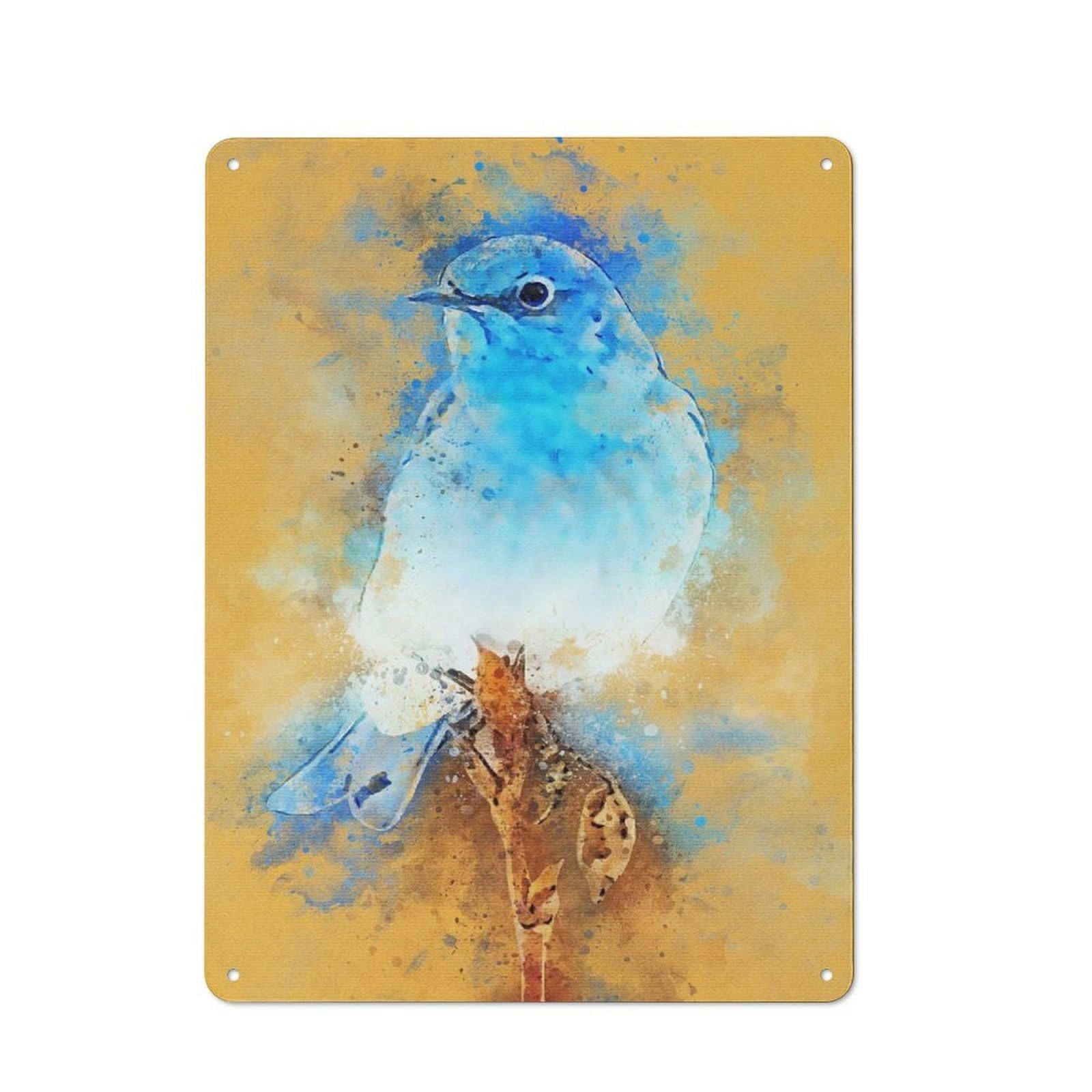 Junmoney Style-21 Modern Retro Birds Watercolor Metal Wall Art Sign 40X30cm, Studio Wall Art For Modern Home, Workshop, Office Or Cafe