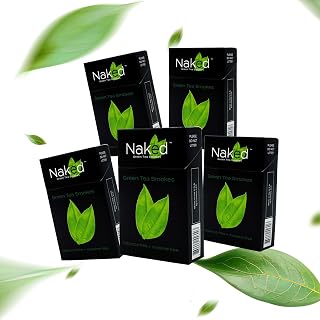 NAKED Green Tea Cigarettes BOLD Herbal 5-Pack Bundle, 100-cigs Made-in-USA Free of Nicotine, Tobacco & No-Chemical Additives.