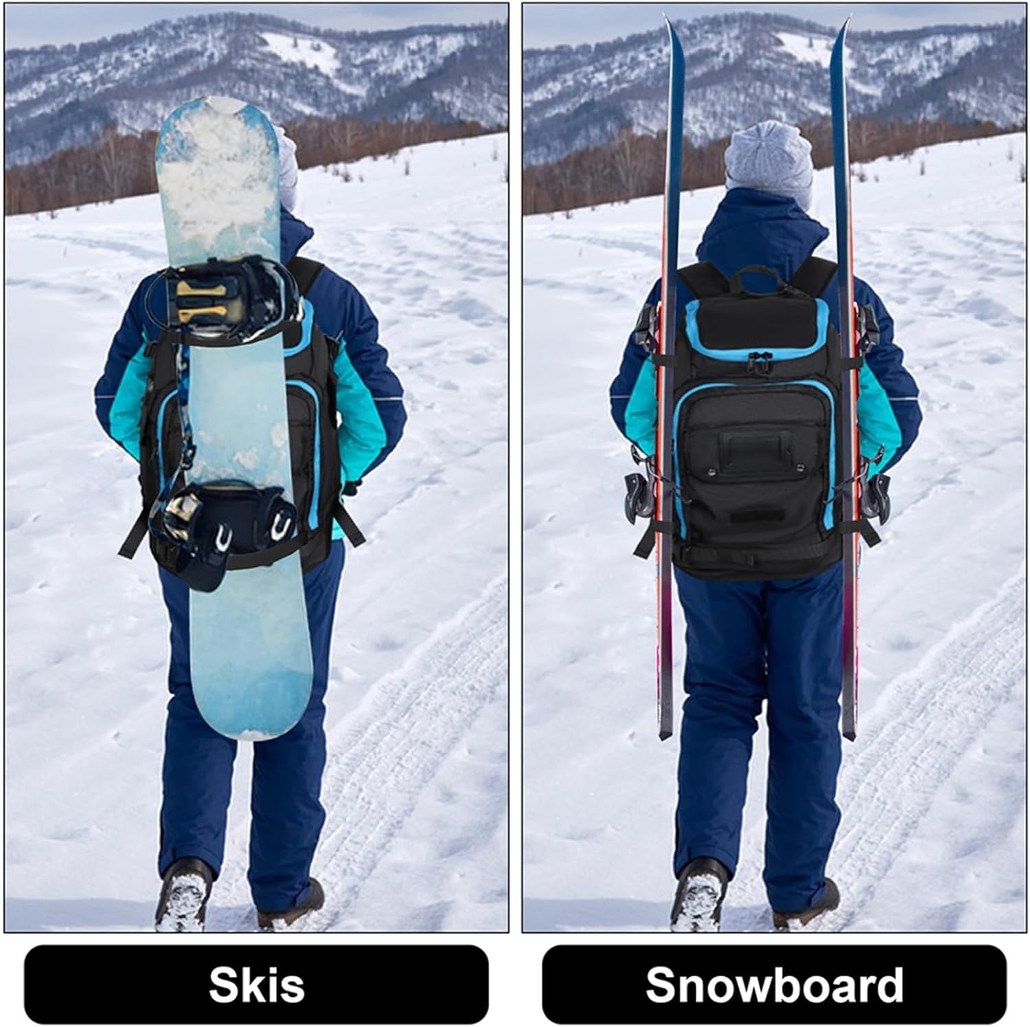 Travel Ski Boot Bag Backpack 50L Large Capacity Waterproof Snowboard Boots Helmet Goggles Hang Skis Dry Wet Separation