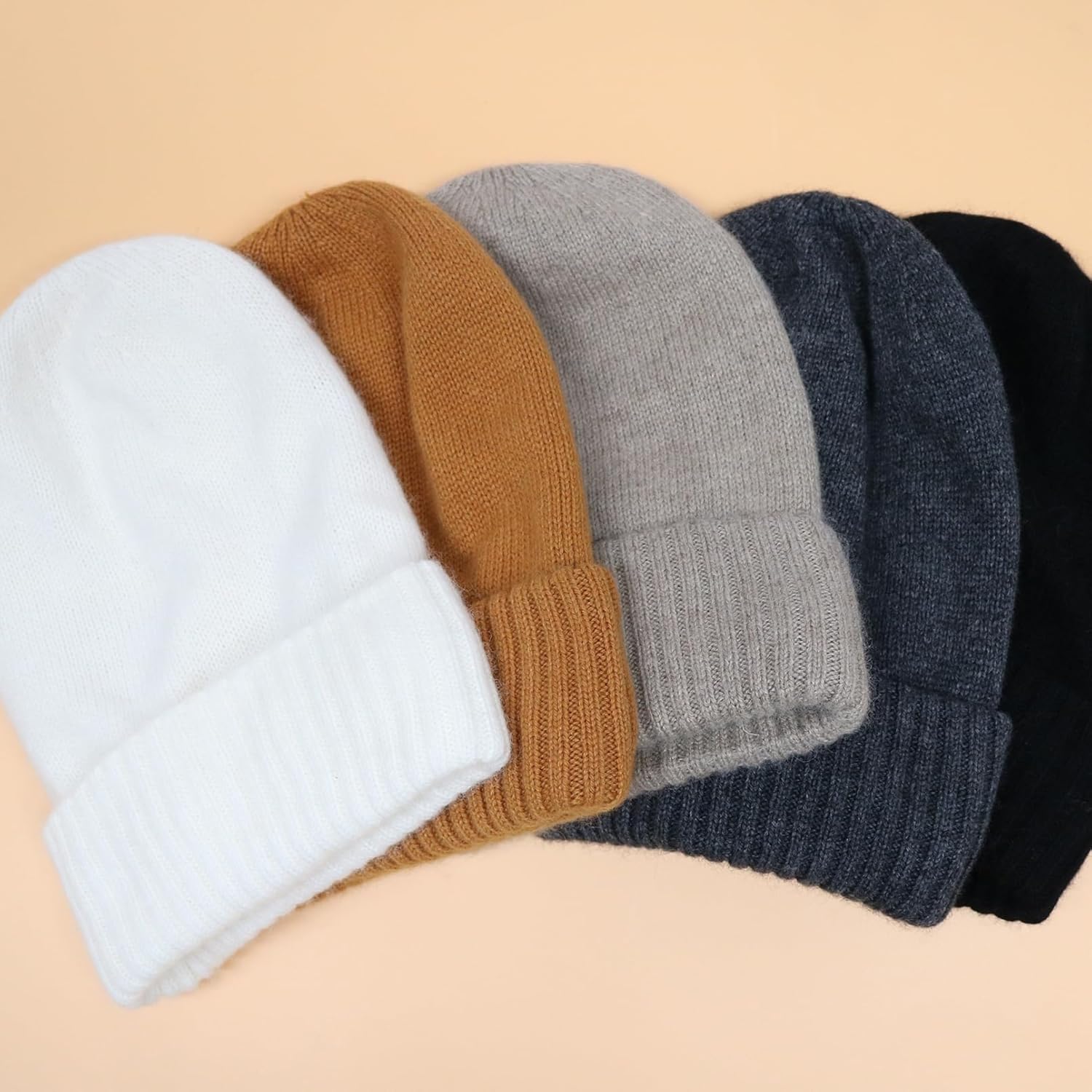 Cashmere Blend Satin Lined Beanie Hat Wool Winter Hats for Women Men Cuffed Hat Silk Lining Slouchy Beanie Women Knit Hat - Image 8