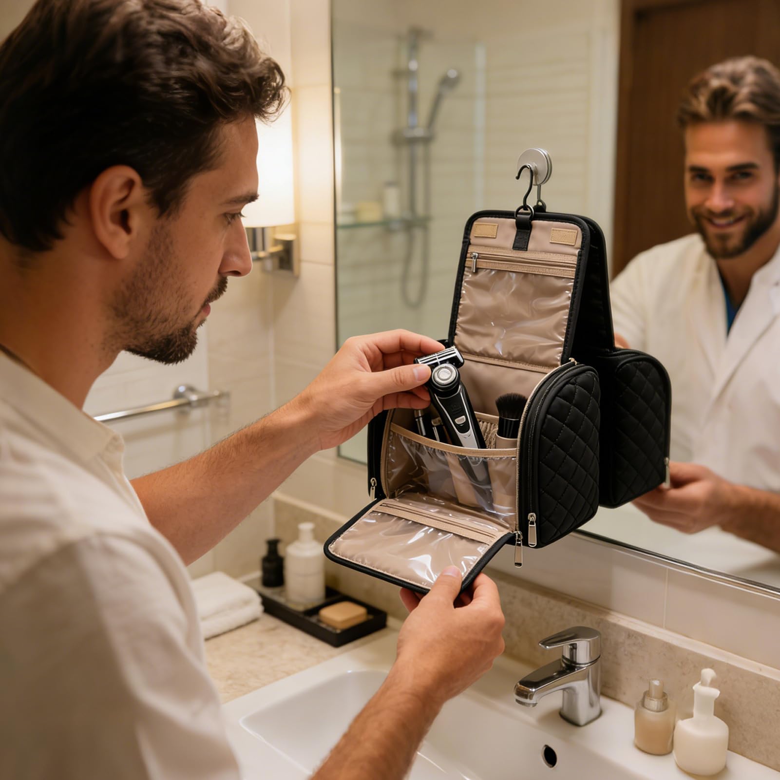 Neceser de Viaje Organizador de Maquillaje Grande con Capacidad | Neceser Portátil para Cosmética para viajes de negocios, vacaciones, avión, equipaje de mano, baño, gimnasio, exteriores,