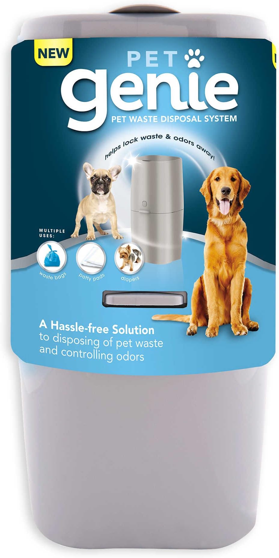 Dog Waste Disposal Pail with Push-N-Lock Clamp, Gray