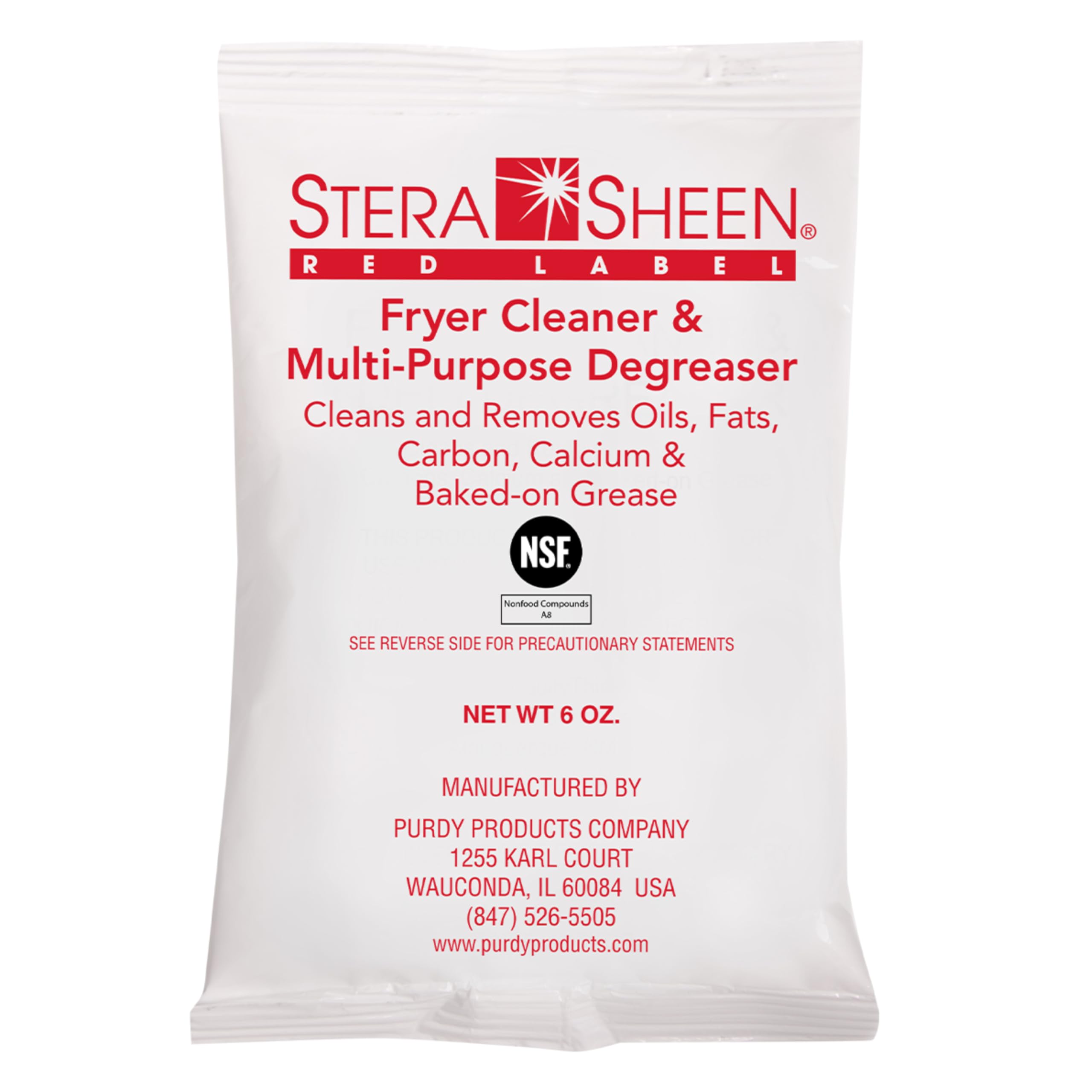 Fryer Cleaner, 24 x 5.99 oz. Pkts, Stera Red Label Food Grade Fryer Cleaning Powder, Fryer Boil Out, Easy Use Portion Packets