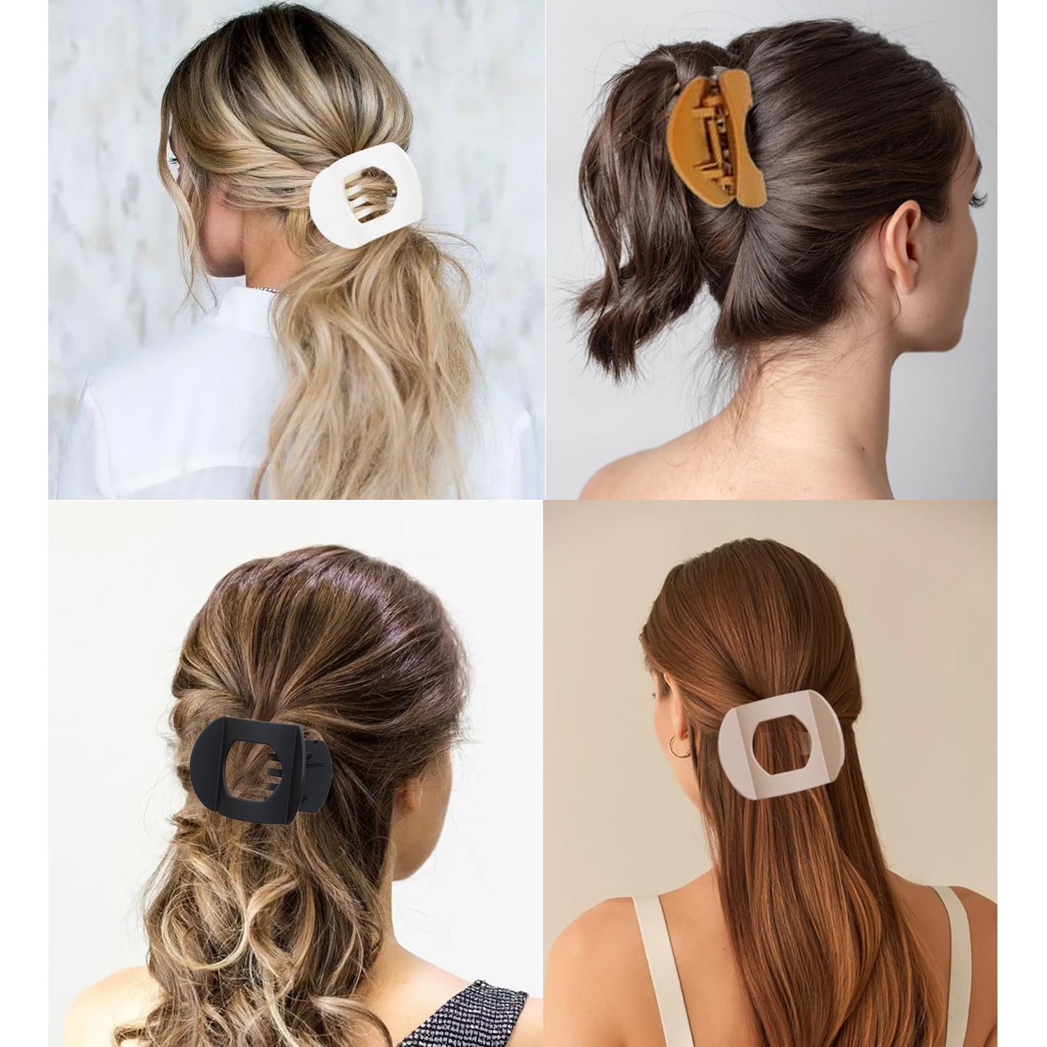 6 PCS Flat Hair Clips for Women, Ergonomic Curved Claw Clips for Thick Thin Curly Hair, Round Flat Strong Hold No Slip Grip Claw Clips for All Hair Textures - Image 5