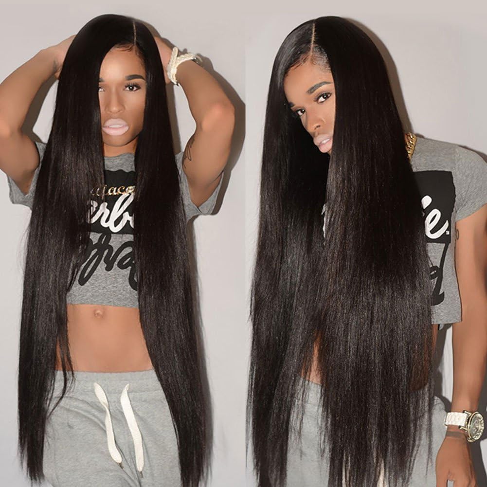 CYNOSURE Straight Brazilian Hair 3 Bundles Grade 9a Unprocessed Straight Human Hair Extensions Natural Black (8 10 12inches)