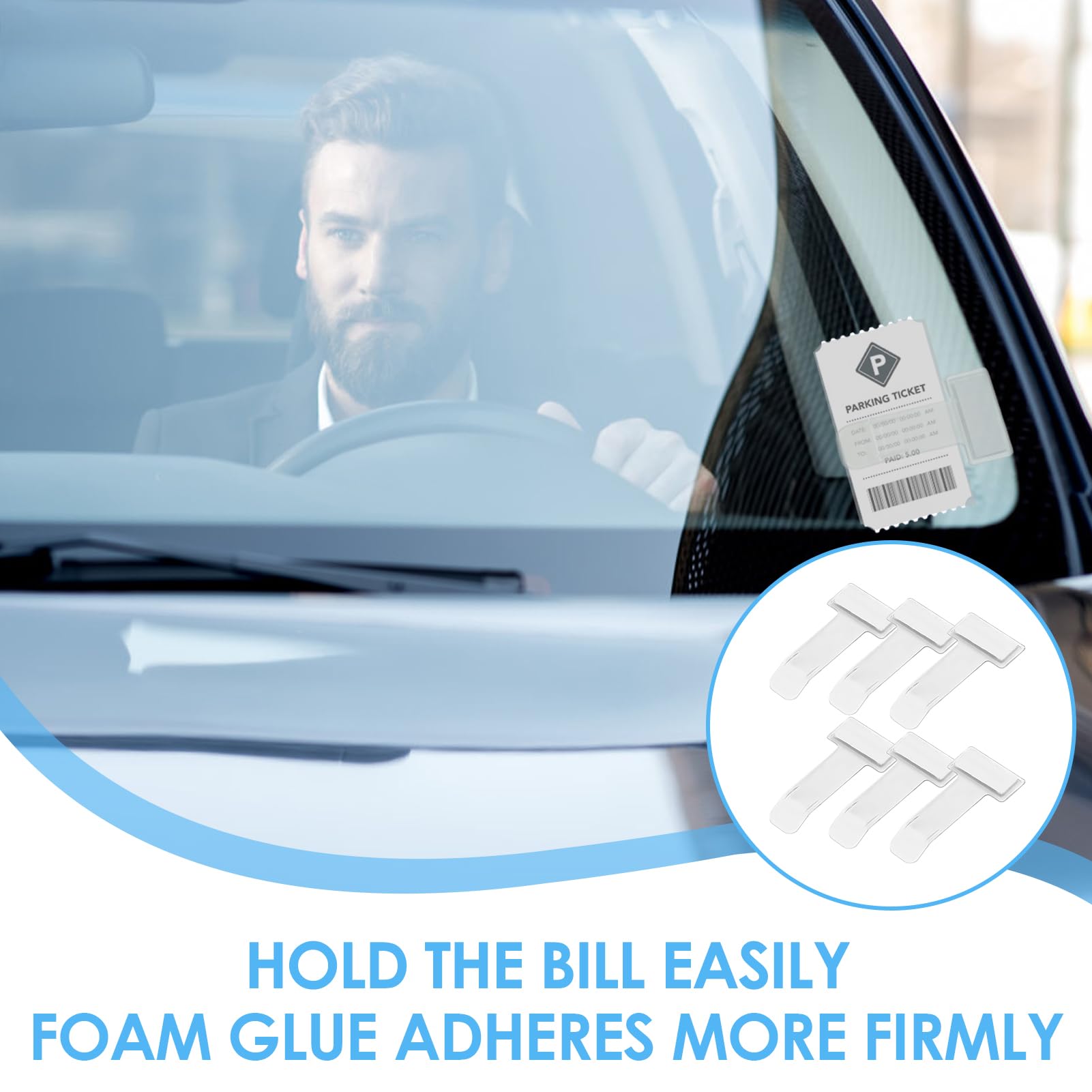 Clip Per Biglietto Parabrezza Auto | 6 Pezzi Trasparenti | Porta Biglietti Di Parcheggio E Tessere | Adesive E Pratiche - Foto 3
