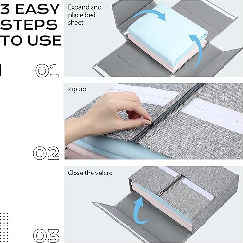 Miniatura 3 de Yecaye Organizadores y almacenamiento de sábanas, paquete de 2 organizadores de sábanas para armario de lino, organizador de juego de sábanas